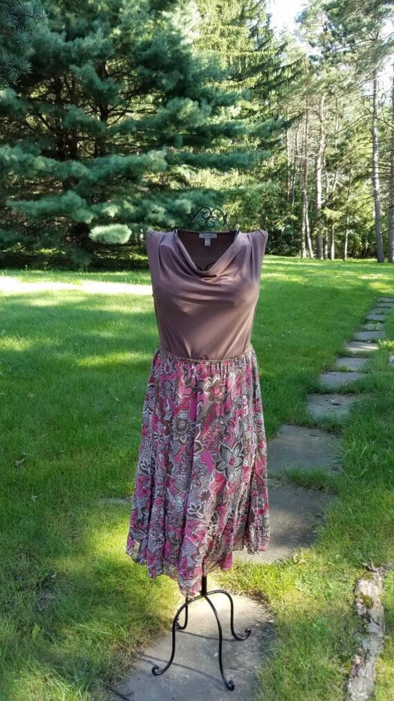 Brown and Pink Cowgirl Boho Gypsy Dress