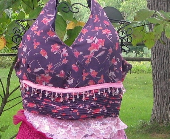 Art to Wear Plum Gypsy Fairy Boho Romantic Upcycled Dress or Tunic