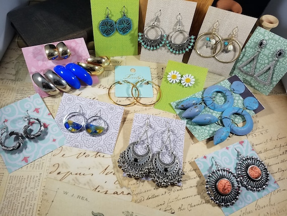 Vintage to Modern Boho Pierced Earrings 15 Pair to Wear or Upcycle #B23