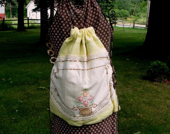 Gypsy Boho Backpack Bookbag Carryall Tote Purse Shabby Chic Upcycled
