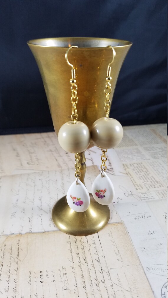 Floral Neutral Boho Dangle Earrings