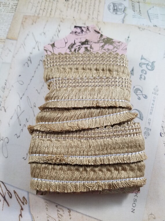 Beige Fringe Trim by the Yard; 1 inch wide Craft Trim; Remnant Trim; Bulk Trim