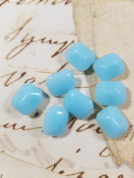 Calcedon Vintage Glass Octogon Bezels 12/10 mm package of 8; Made in Japan; Aqua Blue Octogon Bezels; Vintage Milk Glass Rhinestones