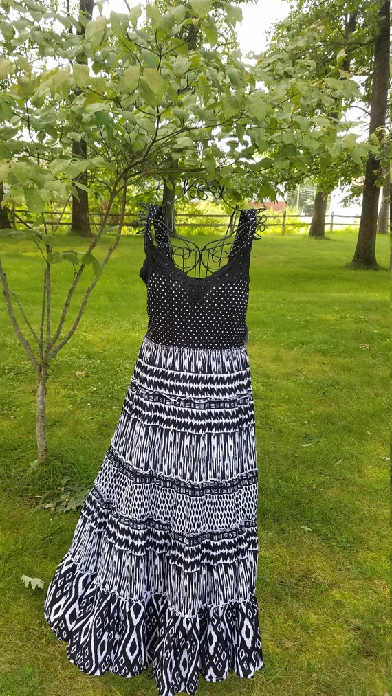 Black and White Tribal Cowgirl Boho Gypsy Dress