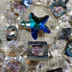 Crystal Starfish Glass Beaded Pendant Necklace with Abalone and Crystal Beads
