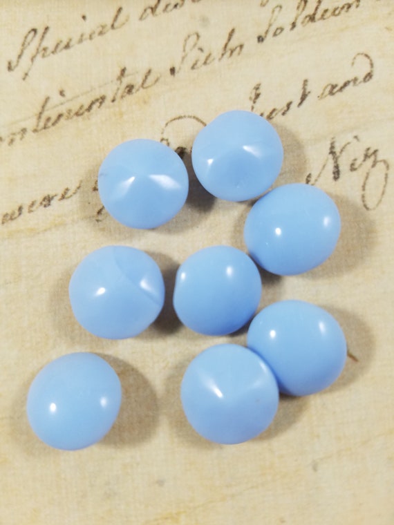 Blue Vintage Glass Rounds Bezels 48 ss 11mm package of 8; Made in Western Germany; Baby Blue Round Bezels; Vintage Milk Glass Rhinestones
