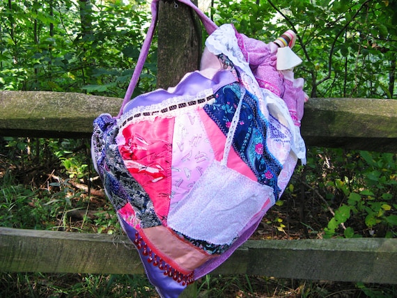 Crazy Quilted Gypsy Boho Backpack Bookbag Carryall Tote