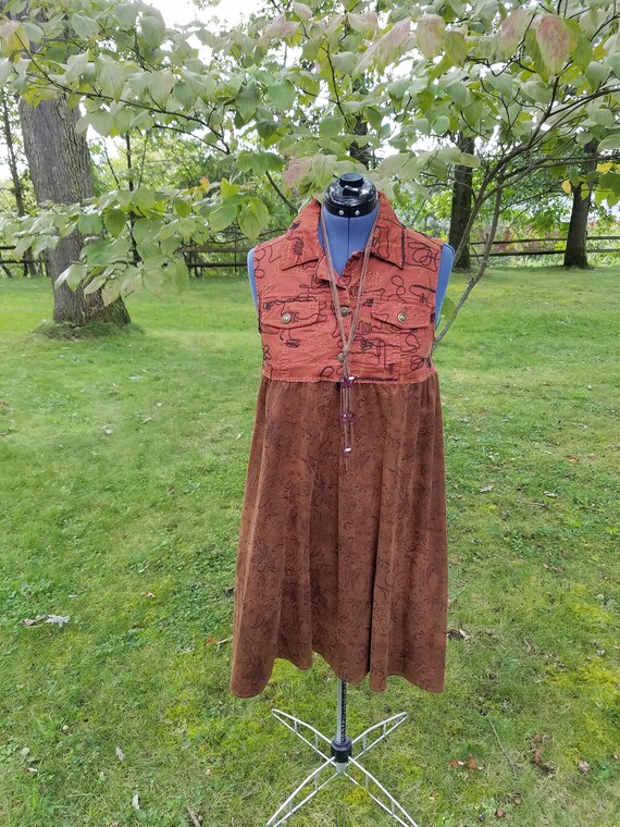 Rust and Brown Boho Gypsy Short Jumper Dress