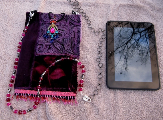 Little Velvet Gypsy Fiber Art Technology Crossbody Bag for Kindle Fire or other small tablet