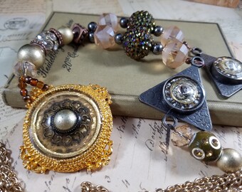 Vintage Repurposed Assemblage Necklace Jewelry Pendant Antique - Etsy