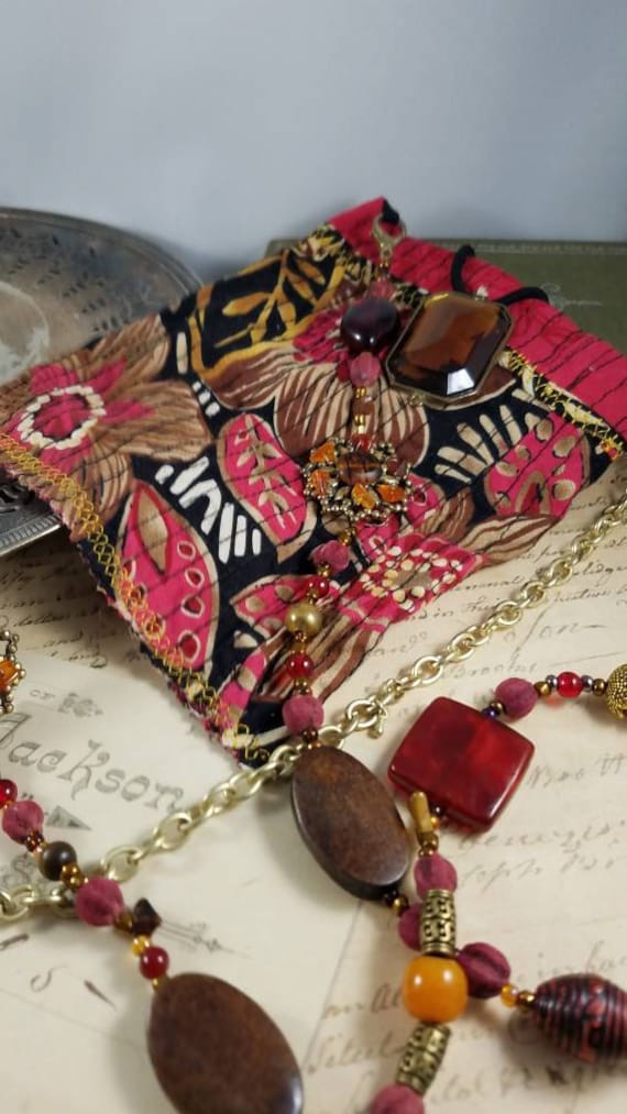 Tropical Beaded Cross Body Cell Phone Bag for Boho Gypsy Hippie