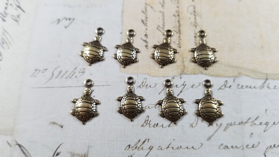 Brass Turtles Charms  pack of 8