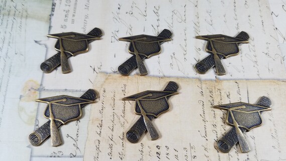 Graduation Diploma Metal Stampings Pack of 6