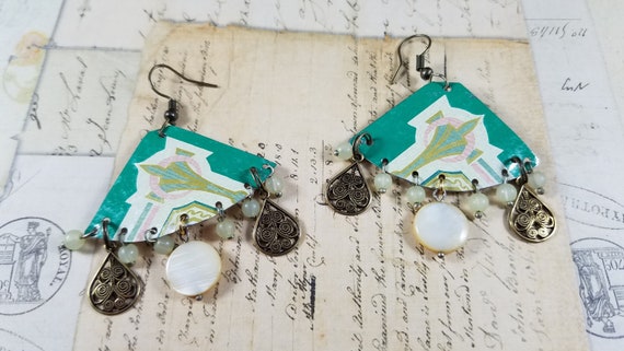 Art Deco Tin Dangle Earrings