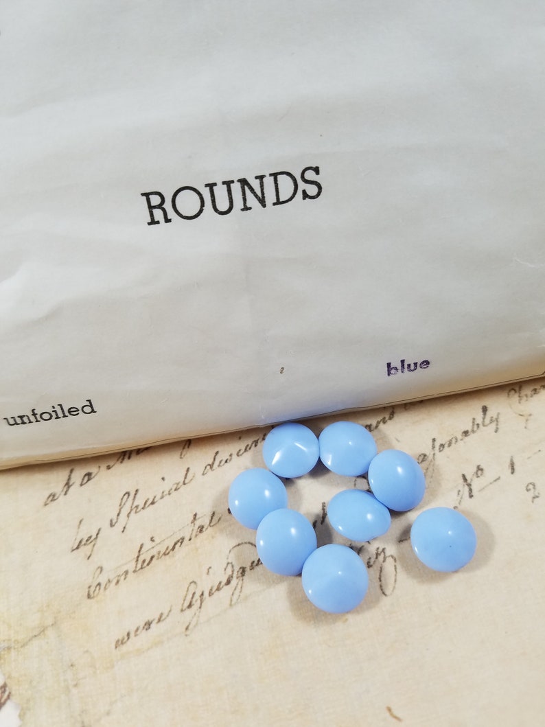 Blue Vintage Glass Rounds Bezels 48 ss 11mm package of 8; Made in Western Germany; Baby Blue Round Bezels; Vintage Milk Glass Rhinestones