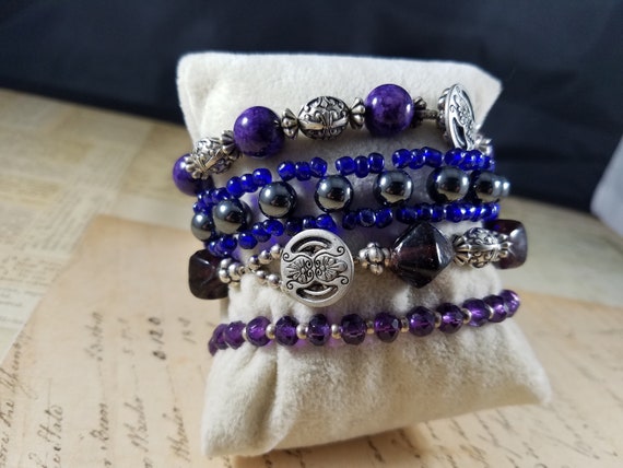 Purple Beaded Vintage Bracelets Lot #B79; Costume… - image 8