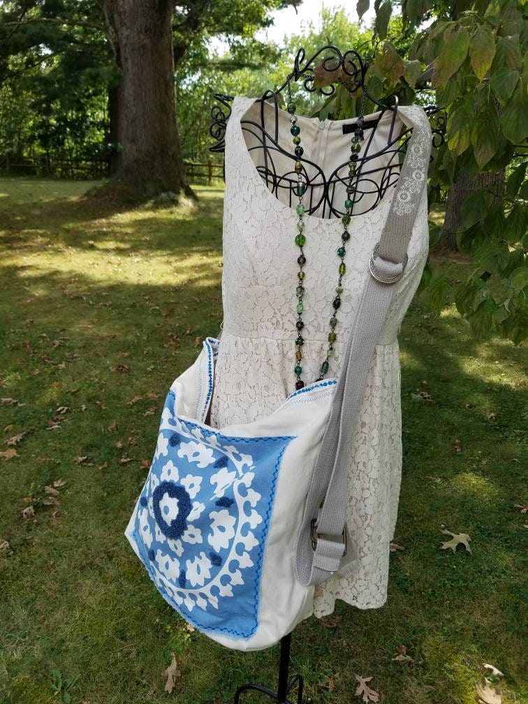 Blue Heron Beach Tote; Canvas Blue Mandala Tote Bag; Water Fowl Beach ...