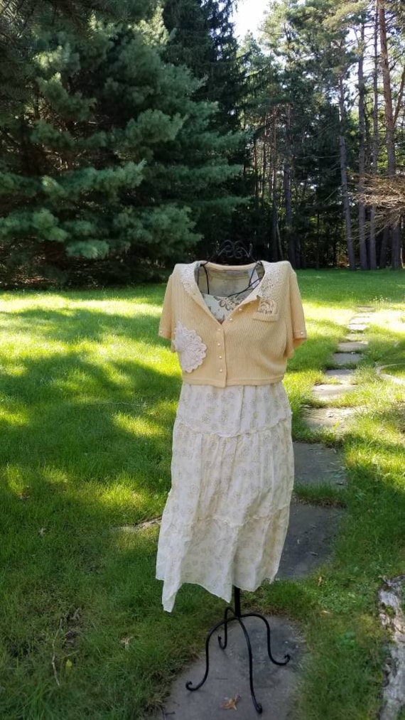 Buttercream Cowgirl Boho Gypsy Dress and Matching Sweater