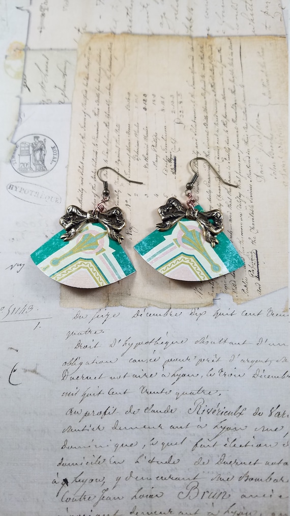 Art Deco Tin Boho Dangle Earrings