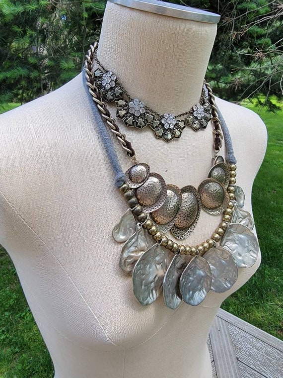 Bronze Statement Necklaces Jewelry Set #N09; Brass