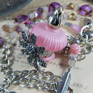 Perfume Bottle Assemblage Pendant Necklace