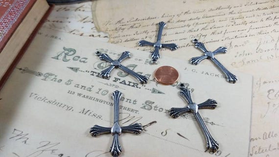 Sacred Heart Cross Pewter Pendant Pack of 5