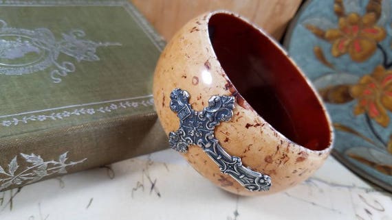 Gothic Cross Bangle Bracelet for the Gypsy, Boho, Cowgirl