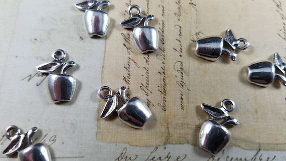 Pewter Teacher's Apple Charms pack of 8