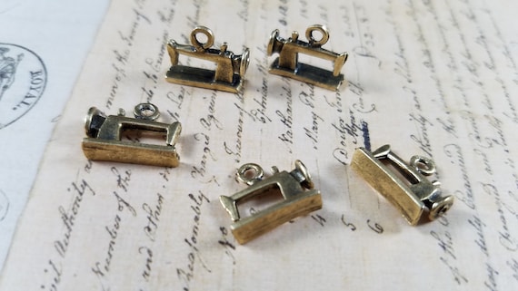 Sewing Machine Brass Charms Pack of 6