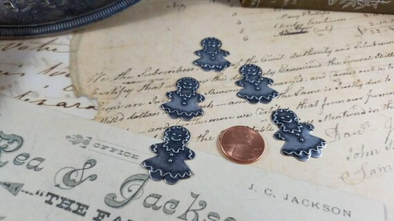 5 Pewter Gingerbread Girls Metal Stampings
