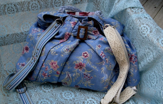 Blue Shabby Chic Backpack Bookbag for the Gypsy, Boho, or Country Girl