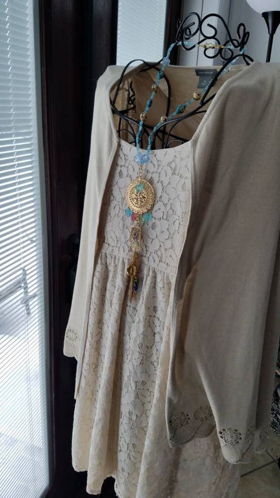 Dream Catcher Butterfly Tassel Shabby Chic Necklace Assemblage