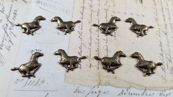Brass Zebra Floating Charms  pack of 4 Pairs