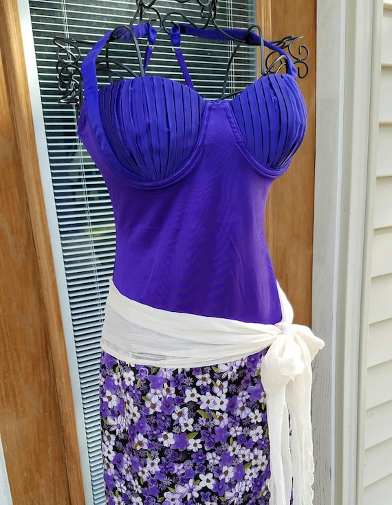 Gypsy Boho Fairy Slip Dress, Sexy Purple Corset Dress, Gypsy Valentine Dress, Purple Dressy Dress, Floral Corset Dress