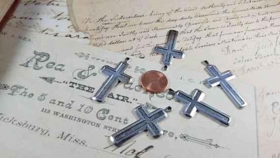 Nickel Cross Pendant Metal Stamping Pack of 5
