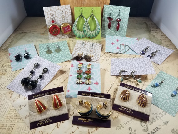 Vintage to Modern Boho Pierced Earrings 15 Pair to Wear or Upcycle #B58