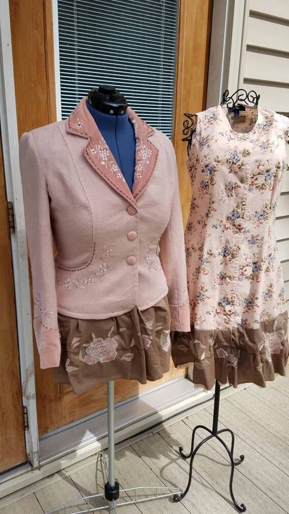 Blush Shabby Chic Gypsy Boho Fairy Upcycled Long Jacket
