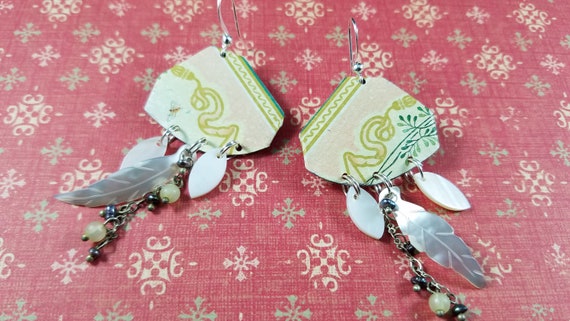 Art Deco Tin Boho Dangle Earrings