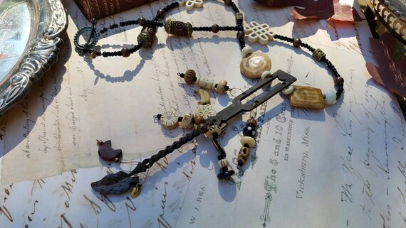The Time Talisman Primative Rustic Tribal Gypsy Boho Hippie Pendant Assemblage Necklace