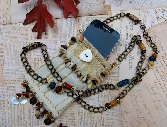 Kuchi Fiber Art Cell Phone Cross Body Pouch fits iPhone or Samsung Galaxy S4