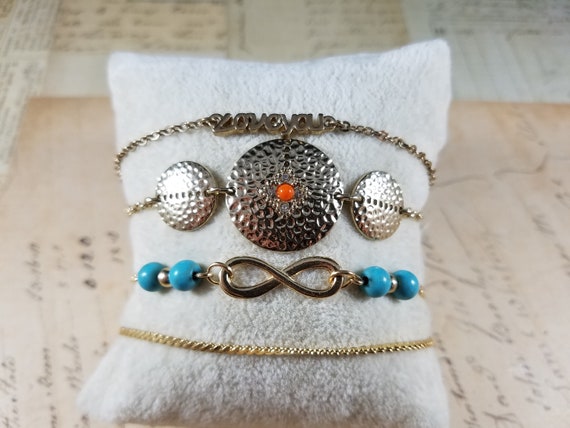 Minimalist Vintage Bracelets Lot #B82; Costume Jewelry Lot, Dainty Boho Bracelet Set; Goldtone Costume Bracelets