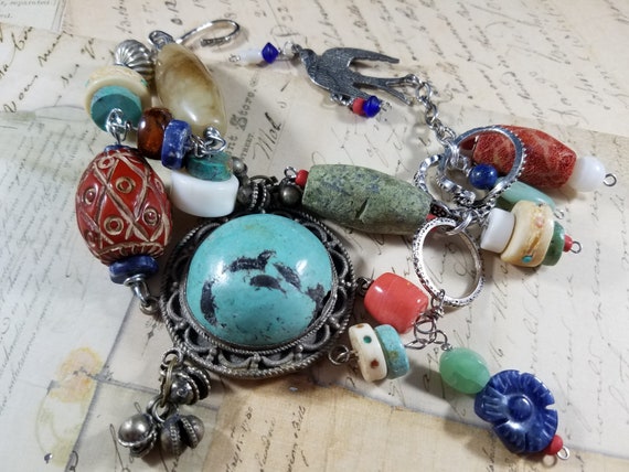 Antique Exotic Assemblage Bracelet; Ancient Beaded Assemblage Bracelet; Rustic Tribal Bracelet; Afghani Beaded Assemblage Bracelet; Kuchi