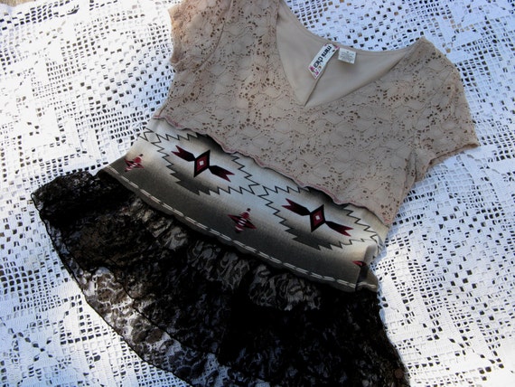 Wild Beauty Lace Tunic Top Altered Couture Eco-Clothes Wearable Art