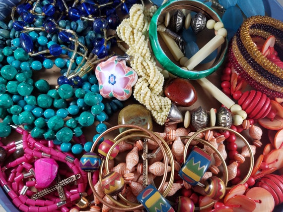 Colorful Boho Upcycle Jewelry Making Destash Box #79