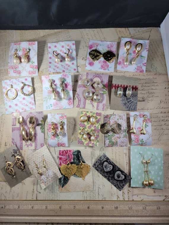 Vintage to Modern 19 Faux Pearl Earrings to Wear or Upcycle #E114; Bridal Earrings; Formal Wear Earrings Lot; Prom Earrings Lot; Sparkly