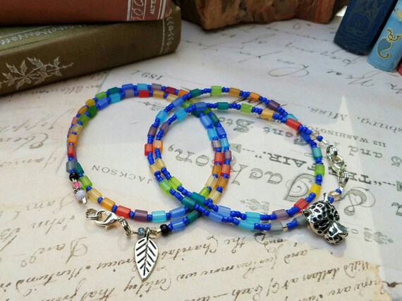 Leopard in the Jungle Glass Beaded Bracelet or Choker