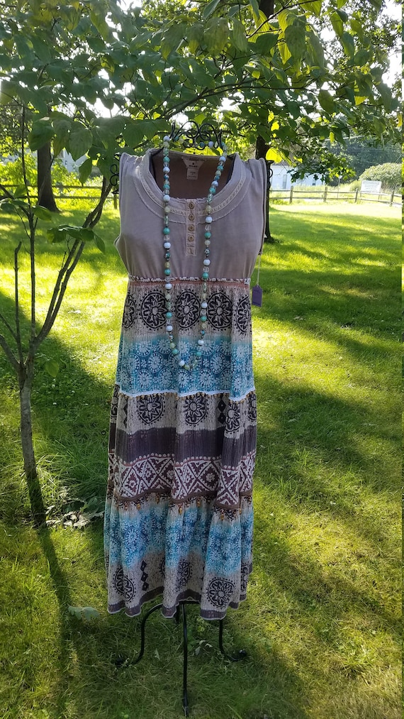 Beige Cowgirl Boho Hippie Gypsy Dress