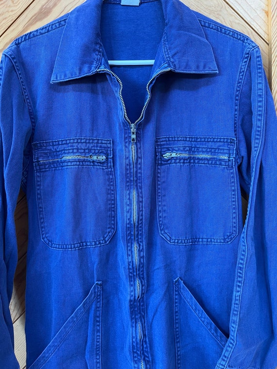 vintage rare french blue workwear zip jumpsuit ama