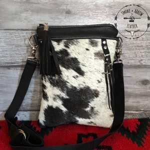 Black Leather and Spotted Hair on Hide Festival/ Crossbody Bag