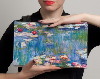 Blue clutch handbag Monet water lilies Floral clutch bag Designer handbags Evening bag women Bridesmaid clutch Made in Ukraine Gift for her